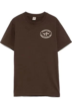 Sporty & Rich Femme, Tops, Brun, Taille: 38 FR T-shirt col rond marron