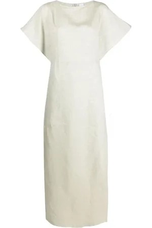 ELEVENTY Femme, Robes, Vert, Taille: 40 FR Robe Longue en Lin Vert avec Fente
