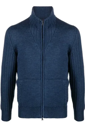 Paul & Shark Homme, Pulls, Bleu, Taille: S Cardigan Bleu avec Fermeture Éclair pour Homme
