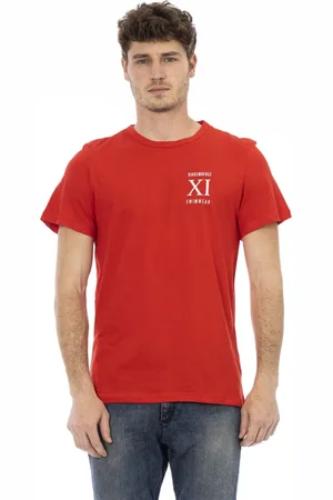 Bikkembergs Homme, Tops, Rouge, Taille: M T-shirt de plage avec impression frontale