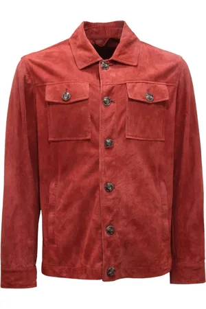 BARBA Homme, Vestes, Rouge, Taille: L Veste en daim Napoli Noli Made in Italy
