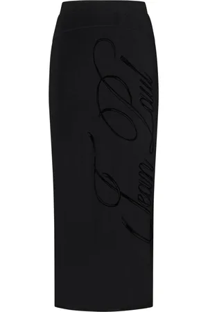 Jean Paul Gaultier Femme, Jupes, Noir, Taille: 38 FR Jupe Midi Noire avec Détail Logo