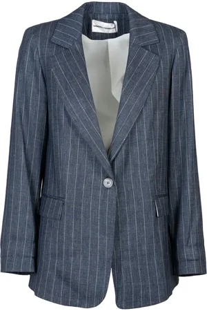 SANDRO FERRONE Femme, Vestes, Bleu, Taille: 40 FR Veste de costume à rayures en lin