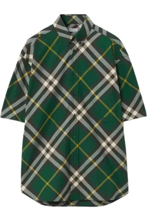 Burberry Homme, Chemises, Vert, Taille: M Polo à Carreaux Brodé