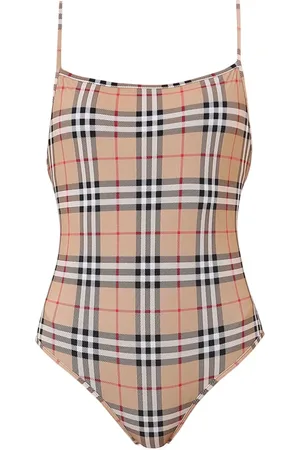 Burberry Femme, Maillots de bain, Multicolore, Taille: 36 FR Beige Vêtements de Mer avec Rembourrage Amovible