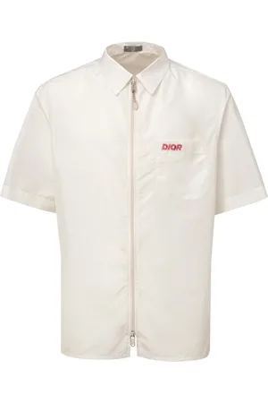 Dior Homme, Chemises, Blanc, Taille: M Chemise Blanche à Demi-Zip avec Logo