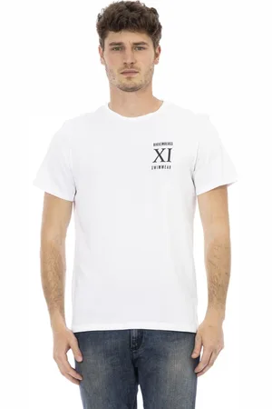 Bikkembergs Homme, Tops, Blanc, Taille: M T-shirt de plage avec impression frontale