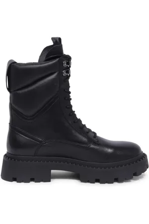 Ash Femme, Chaussures, Noir, Taille: 37 EU Bottes en cuir et nylon puffy Anfibio avec clous