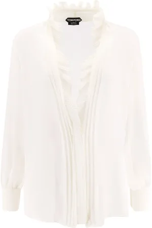 Tom Ford Femme, Blouses et Chemises, , Taille: 40 FR Chemise en Soie Col en V Manches Longues