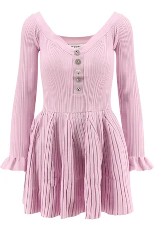 Self-Portrait Femme, Robes, Rose, Taille: 38 FR Robe Rose à Épaules Dénudées et Manches Longues