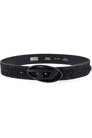 Diesel Homme, Accessoires, Noir, Taille: 95 CM Ceinture en Cuir Boucle Métallique Ovale Noire