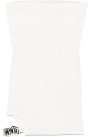 GCDS Femme, Robes, Blanc, Taille: 40 FR Robe Blanche Sans Bretelles avec Découpes