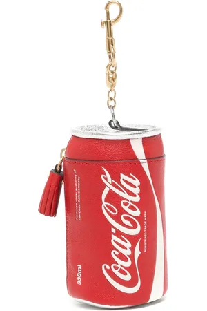 Anya Hindmarch Femme, Accessoires, Rouge, Taille: ONE Size Porte-Clés en Cuir Rouge/Blanc Motif Imprimé