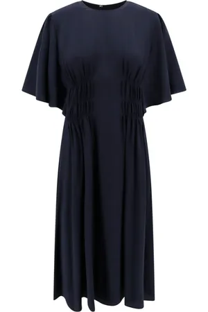 Chloé Femme, Robes, Bleu, Taille: 40 FR Robe en Soie Bleue à Manches Courtes