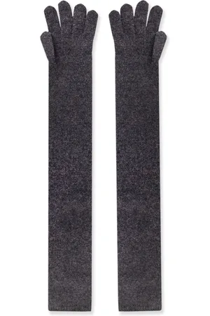 Max Mara Femme, Accessoires, Gris, Taille: ONE Size Cachemire Gris Gants Détail Couture