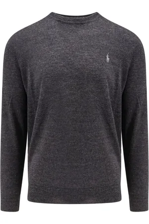 Ralph Lauren Homme, Pulls, Gris, Taille: M Pull Gris Côtelé Slim Fit Laine