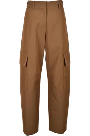 Palm Angels Femme, Pantalons, Brun, Taille: 38 FR Pantalon en Mélange Coton Elégant