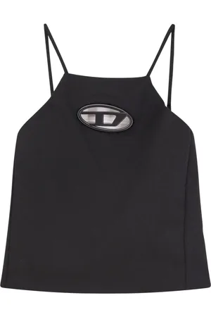 Diesel Femme, Tops, Noir, Taille: 34 FR T-shirts et Polos Noirs avec Dos Côtelé