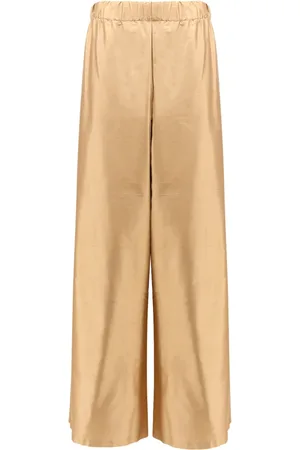 Max Mara Femme, Pantalons, Brun, Taille: 34 FR Taille élastique pantalon soie marron
