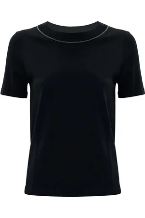 Kocca Femme, Tops, Noir, Taille: 36 FR T-shirt col rond brillant