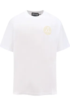 VERSACE Homme, Tops, Blanc, Taille: XL T-shirt blanc avec logo imprimé
