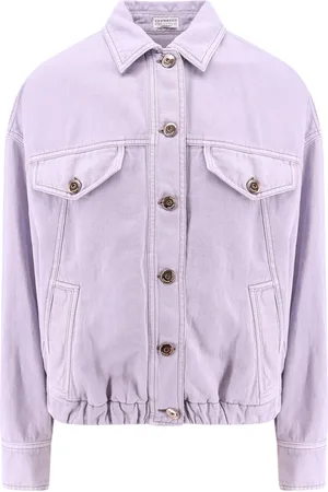 Brunello Cucinelli Femme, Vestes, Violet, Taille: 36 FR Veste violette en mélange de lin à boutons