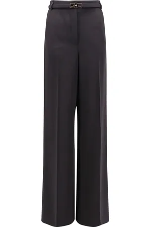 Elisabetta Franchi Femme, Pantalons, Noir, Taille: 44 FR Pantalon noir taille haute avec bandes en satin
