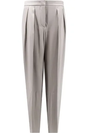 Giorgio Armani Femme, Pantalons, Gris, Taille: 42 FR Pantalon Gris en Soie Fermeture Éclair
