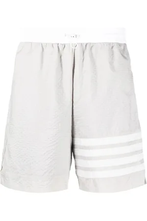 Thom Browne Homme, Shorts, Gris, Taille: S Shorts à Rayures Gris/Blancs avec Cordon