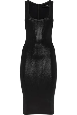 Dsquared2 Femme, Robes, Noir, Taille: 38 FR Robe Noire Sans Manches en Tricot Côtelé