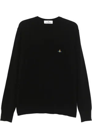 Vivienne Westwood Homme, Pulls, Noir, Taille: L Pull Noir avec Broderie Logo Orb