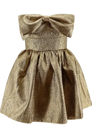 Self-Portrait Femme, Robes, Jaune, Taille: 42 FR Robe Bustier Dorée avec