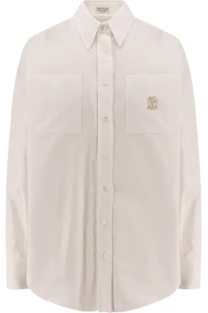 Brunello Cucinelli Femme, Blouses et Chemises, Blanc, Taille: 42 FR Chemise Blanche avec Boutons en Nacre