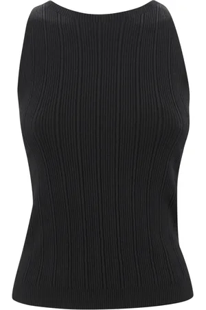D.EXTERIOR Femme, Tops, Noir, Taille: 38 FR Haut Noir Sans Manches Côtelé