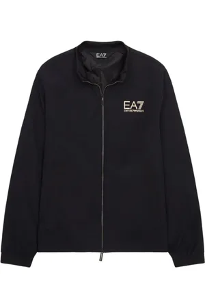 EA7 Homme, Vestes, Noir, Taille: M Manteau Noir Nylon Fermeture Éclair Or