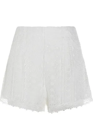CHARO RUIZ IBIZA Femme, Shorts, Blanc, Taille: 40 FR Short Blanc en Dentelle avec Ourlet Festonné