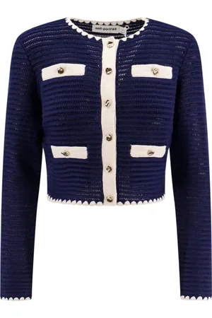 Self-Portrait Femme, Pulls, Bleu, Taille: 42 FR Pull Bleu Brodé