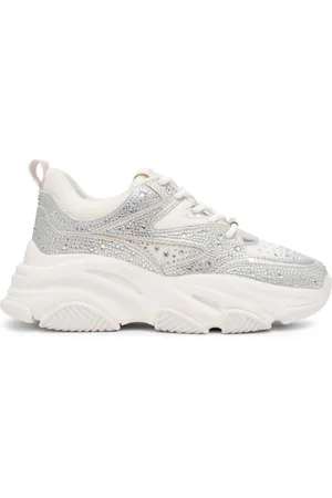 Steve Madden Femme, Chaussures, Gris, Taille: 41 EU Baskets Argent pour un look élégant