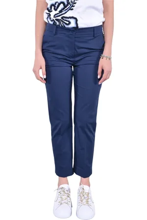 Max Mara Femme, Pantalons, Bleu, Taille: 38 FR Pantalon Slim Fit en Coton Stretch