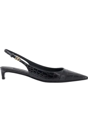 Dolce & Gabbana Femme, Chaussures, Noir, Taille: 37 1/2 EU Escarpins noirs en cuir à bout pointu