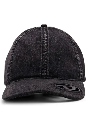 Diesel Homme, Accessoires, Noir, Taille: M Chapeau Noir avec Logo Ovale-D en Métal