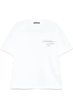 Cole Buxton Homme, Tops, Blanc, Taille: S T-shirt Col Rond avec Logo Blanc Imprimé