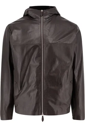 Berluti Homme, Vestes, Brun, Taille: L Vestes en Cuir Marron avec Fermeture Éclair