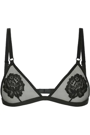Dolce & Gabbana Femme, Sous-vêtements, Noir, Taille: 36 FR Sous-vêtements noirs brodés de fleurs