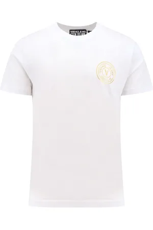 VERSACE Homme, Tops, Blanc, Taille: 3XL T-shirt Blanc avec Logo Imprimé Coupe Slim