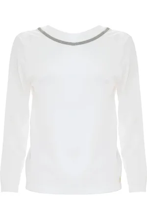 Kocca Femme, Tops, Blanc, Taille: 40 FR Pull à Col Rond Brillant à Manches Longues