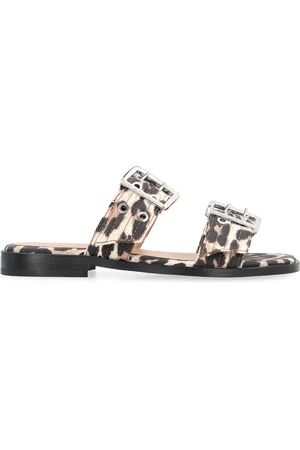 Ganni Femme, Chaussures, Multicolore, Taille: 37 EU Motif Léopard Mules Réglables
