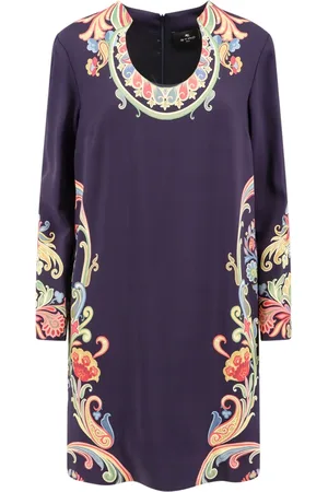 Etro Femme, Robes, Bleu, Taille: 42 FR Robe Bleue Élégante Col en U