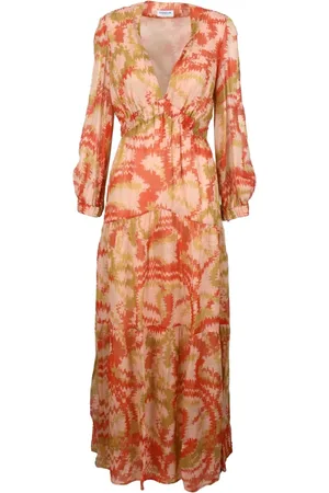 Dondup Femme, Robes, Multicolore, Taille: 38 FR Robe longue à manches bouffantes viscose