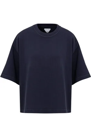 Bottega Veneta Femme, Tops, Bleu, Taille: 40 FR T-shirt Cropped Bleu à Col Carré